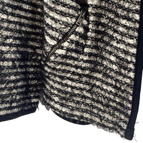 Asos Black Cream Striped Knitted Open Front Cardigan Size 2 Preppy Versatile 60s - Picture 7 of 9